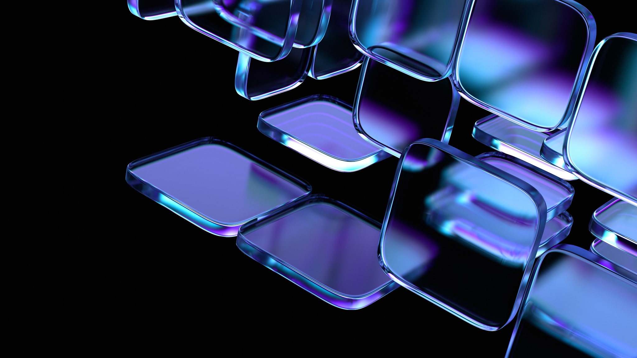 blue glass-like squares